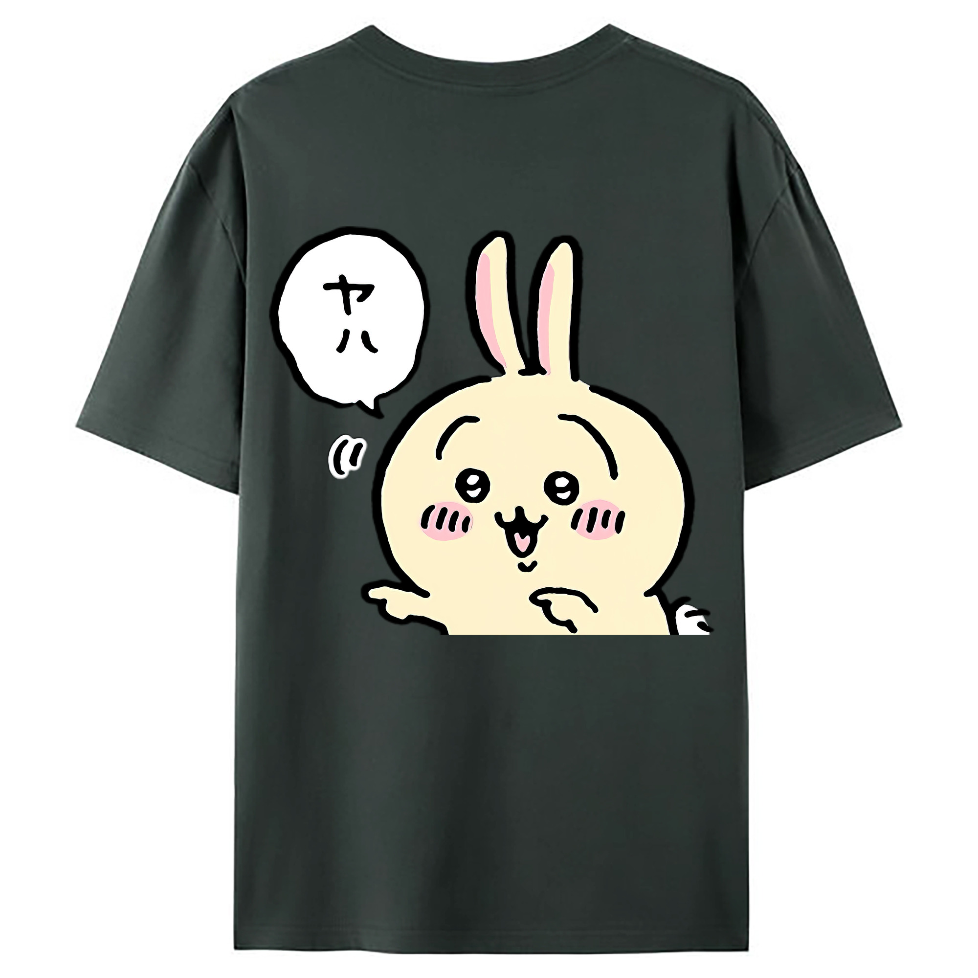 （画像用） ちいかわ うさぎ Chii-kawa usagi 綿100％ メンズ半袖Tシャツ（バックプリント） 通気性